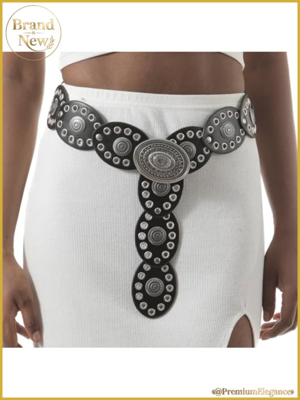 Women Boho Metal Concho Chain Belt Vintage for Jeans Dresses